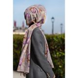Vissona KREP SONBAHAR DESENLİ SOMON RENKLİ 75X195 KIRIŞMAZ ŞAL