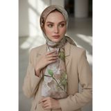 Vissona KREP SULU BOYA ÇİÇEK DESENLİ BEJ RENKLİ 75X195 KIRIŞMAZ ŞAL