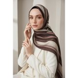 Vissona KREP SULU BOYA ÇİZGİLİ DESENLİ MÜRDÜM RENKLİ 75X195 KIRIŞMAZ ŞAL
