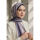 Vissona KREP SULU BOYA ÇİZGİLİ DESENLİ PUDRA RENKLİ 75X195 KIRIŞMAZ ŞAL