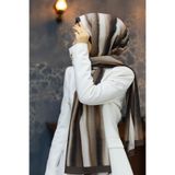 Vissona KREP SULU BOYA ÇİZGİLİ DESENLİ VİZON RENKLİ 75X195 KIRIŞMAZ ŞAL