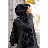 Vissona KREP TAŞ DESENLİ SİYAH - FÜME RENKLİ 75X195 KIRIŞMAZ ŞAL