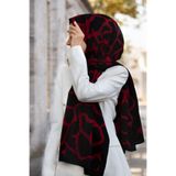 Vissona KREP TAŞ DESENLİ SİYAH - KIRMIZI RENKLİ 75X195 KIRIŞMAZ ŞAL