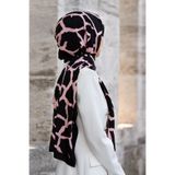 Vissona KREP TAŞ DESENLİ SİYAH - PUDRA RENKLİ 75X195 KIRIŞMAZ ŞAL