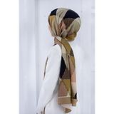 Vissona KREP ÜÇGEN YAMA DESENLİ BEJ RENKLİ 75X195 KIRIŞMAZ ŞAL