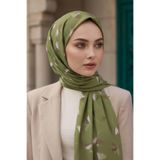 Vissona KREP YAPRAK DESENLİ HAKİ RENKLİ 75X195 KIRIŞMAZ ŞAL