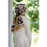 Vissona KREP YAPRAK DESENLİ HARDAL RENKLİ 75X195 KIRIŞMAZ ŞAL