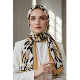 Vissona KREP YAPRAK DESENLİ HARDAL RENKLİ 75X195 KIRIŞMAZ ŞAL