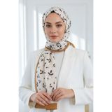 Vissona KREP YAPRAK DESENLİ KREM - HARDAL RENKLİ 75X195 KIRIŞMAZ ŞAL