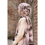 Vissona KREP YAPRAK DESENLİ PUDRA - ZÜMRÜT YEŞİLİ RENKLİ 75X195 KIRIŞMAZ ŞAL