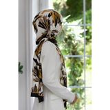 Vissona KREP YAPRAK DESENLİ SİYAH RENKLİ 75X195 KIRIŞMAZ ŞAL