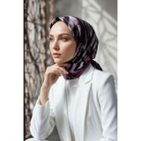 Vissona KREP ZEBRA DESENLİ MÜRDÜM - SİYAH RENKLİ 75X195 KIRIŞMAZ ŞAL