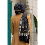 Vissona KREP ZEBRALI BAKLAVA DESENLİ SİYAH RENKLİ 75X195 KIRIŞMAZ ŞAL