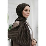 Vissona KREP ZİGZAG DESENLİ KAHVERENGİ RENKLİ 75X195 KIRIŞMAZ ŞAL