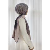 Vissona KREP ZİKZAK GEOMETRİK DESENLİ LİLA RENKLİ 75X195 KIRIŞMAZ ŞAL