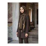 Vissona KREP ZİNCİR DESENLİ KAHVERENGİ RENKLİ 75X195 KIRIŞMAZ ŞAL