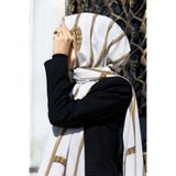 Vissona KREP ZİNCİR DESENLİ KREM RENKLİ 75X195 KIRIŞMAZ ŞAL
