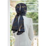 Vissona KREP ZİNCİRLİ KEMER DESENLİ FÜME RENKLİ 75X195 KIRIŞMAZ ŞAL