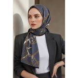 Vissona KREP ZİNCİRLİ KEMER DESENLİ FÜME RENKLİ 75X195 KIRIŞMAZ ŞAL