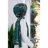 Vissona KREP ZİNCİRLİ KEMER DESENLİ ZÜMRÜT YEŞİLİ RENKLİ 75X195 KIRIŞMAZ ŞAL