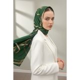 Vissona KREP ZİNCİRLİ KEMER DESENLİ ZÜMRÜT YEŞİLİ RENKLİ 75X195 KIRIŞMAZ ŞAL