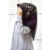 Vissona Lacivert-Mürdüm Zebra Desenli Tivil İpek Eşarp 17536-33-18
