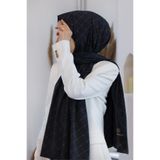Vissona LÜKS MEDİNE İPEĞİ V DESENLİ SİYAH RENKLİ 75X195 KIRIŞMAZ ŞAL MOSS KREP DİKİŞ TİPİ İTALYAN DİKİŞLİ