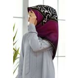 Vissona Mürdüm-siyah Zebra Desenli Tivil İpek Eşarp 17536-0026-0001