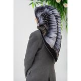 Vissona Siyah-Gümüş Karma Desen Tivil İpek Eşarp DGN52012-0001-0027