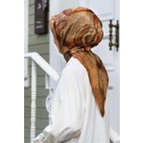 Vissona Tivil İpek Eşarp 7405-0004-0014 Turuncu Karışık Desen