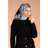 Vissona Twill İpek Eşarp - 61015-0028-0001 Gri Siyah