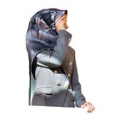 VISSONA Twill İpek Eşarp GÜMÜŞ/SİYAH 90x90