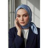 Vissona Viskon Twill İpek Az Hatalı Mavi Renkli 90x90 Düz Eşarp Dikim Şekli : El Dikişi