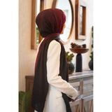 Vissona%57 İPEK%43 PAMUK Degrade Desenli Bordo - Siyah Renkli Şal - 70x190 Dikiş Tipi İtalyan Dikişli