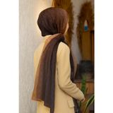 Vissona%57 İPEK%43 PAMUK Degrade Desenli Gold Renkli Şal - 70x190 Dikiş Tipi İtalyan Dikişli