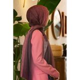 Vissona%57 İPEK%43 PAMUK Degrade Desenli Gül Kurusu Renkli Şal - 70x190 Dikiş Tipi İtalyan Dikişli