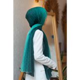 Vissona%57 İPEK%43 PAMUK Degrade Desenli Mint Yeşili Renkli Şal - 70x190 Dikiş Tipi İtalyan Dikişli