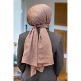Vissona%57 İPEK%43 PAMUK Monogram Desenli Bakır Renkli Şal - 70x190 Dikiş Tipi İtalyan Dikişli