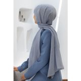 Vissona%57 İPEK%43 PAMUK Monogram Desenli Gümüş Renkli Şal - 70x190 Dikiş Tipi İtalyan Dikişli