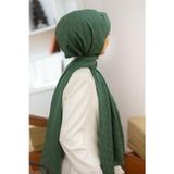 Vissona%57 İPEK%43 PAMUK Monogram Desenli Zümrüt Yeşili Renkli Şal - 70x190 Dikiş Tipi İtalyan Dikişli