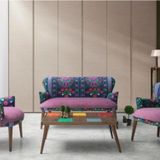 Vistaso Concept Etnik Desen Çay Seti Koltuk Takımı - Salon - Balkon - 2+1+1 (Mor)