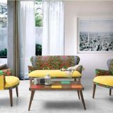 Vistaso Concept Etnik Desen Çay Seti Koltuk Takımı - Salon - Balkon - 2+1+1 (Sarı)