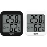 Vıt 2'li Iç Mekan Dijital Isı ve Nem Ölçer Siyah-Beyaz Termometre KVT17 - 74.5 mm X 68 mm X 15 mm