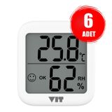 VIT 6'lı İç Mekan Dijital Isı ve Nem Ölçer Beyaz Termometre WVT17-04 THERMOMETER