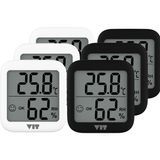 Vıt 6'lı Iç Mekan Dijital Isı ve Nem Ölçer Siyah-Beyaz Termometre KVT17-02 - 74.5 mm X 68 mm X 15 mm
