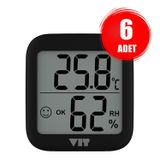 VIT 6'lı İç Mekan Dijital Isı ve Nem Ölçer Siyah Termometre BVT17-04 THERMOMETER
