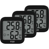 VIT Vıt 3'lü Iç Mekan Dijital Isı ve Nem Ölçer Siyah Termometre BVT17-02 - 74.5 mm X 68 mm X 15 mm