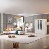 Vita Bohem Genç Odası - 4 Kapaklı Dolap, Karyola, komodin, Çalışma Masası, şifonyer, Kitaplık