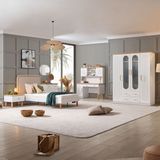 Vita Bohem Genç Odası - 4 Kapaklı Dolap, Karyola, komodin, Çalışma Masası, Şifonyer