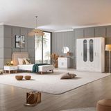 Vita Bohem Genç Odası - 4 Kapaklı Dolap, Karyola, komodin, Şifonyer